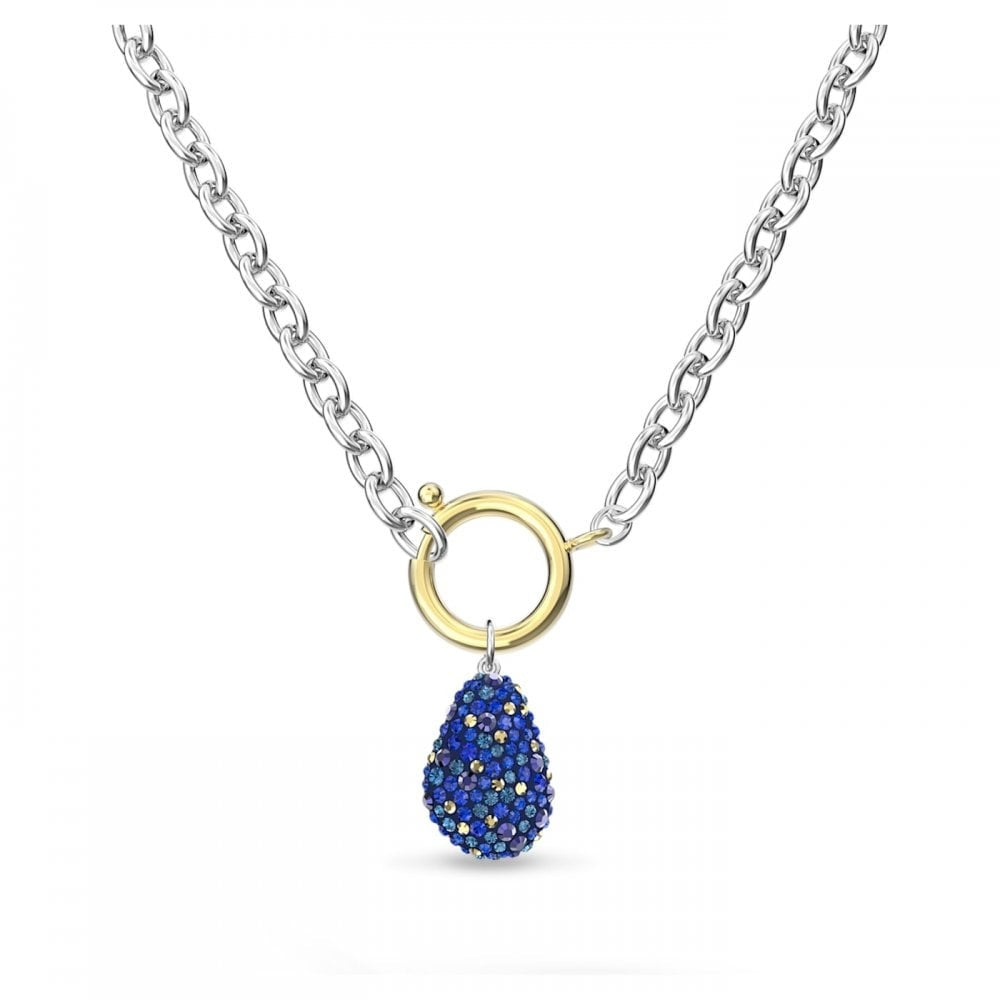 THE ELEMENTS SILVER NECKLACE WITH BLUE, CRYSTAL & PEARL CHARMS