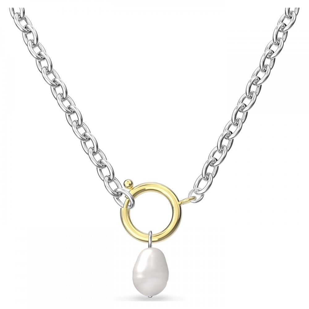 THE ELEMENTS SILVER NECKLACE WITH BLUE, CRYSTAL & PEARL CHARMS