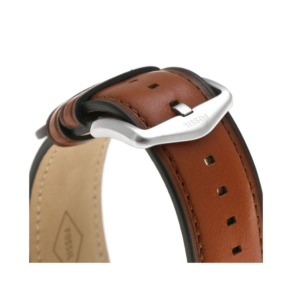 THE MINIMALIST STAINLESS STEEL GENTS ANALOGUE QUARTZ WATCH WITH BROWN LEATHER STRAP