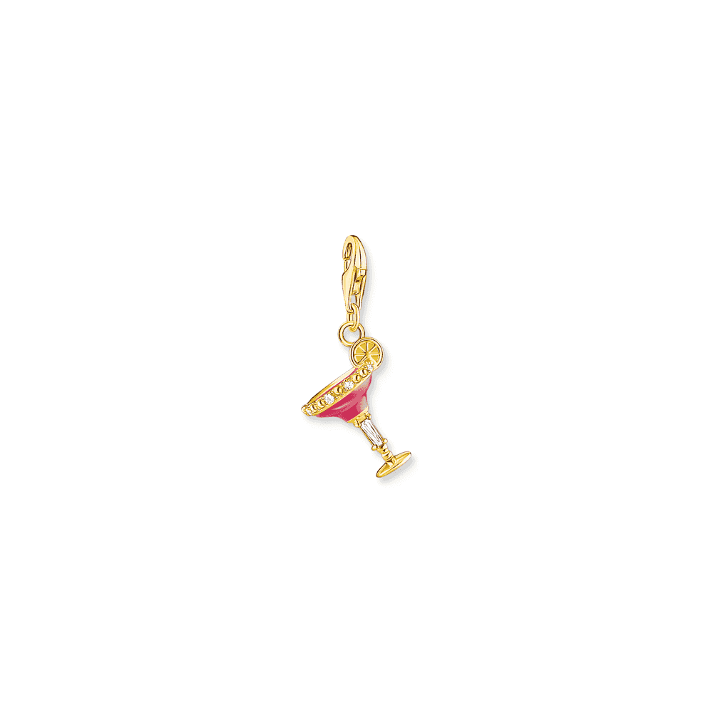 THOMAS SABO 18CT GOLD ON SILVER RED COCKTAIL CHARM