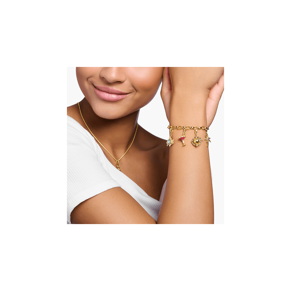 THOMAS SABO 18CT GOLD ON SILVER RED COCKTAIL CHARM