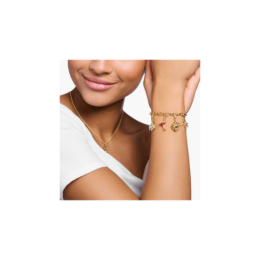 THOMAS SABO 18CT GOLD ON SILVER RED COCKTAIL CHARM
