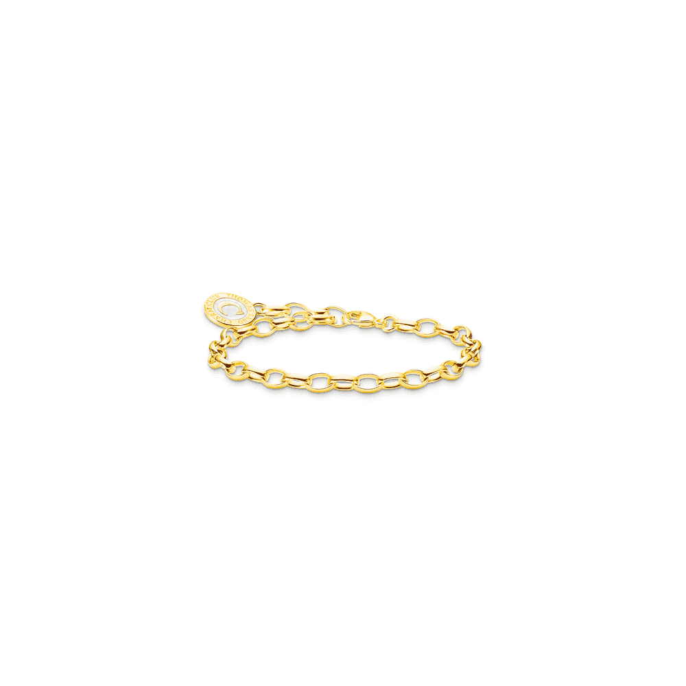 THOMAS SABO GOLD ON SILVER CHARM BRACELET WITH SHIMMERING WHITE CHARMISTA COIN 