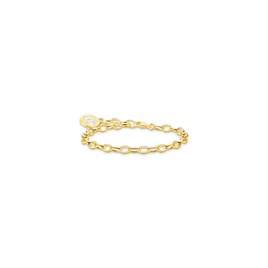 THOMAS SABO GOLD ON SILVER CHARM BRACELET WITH SHIMMERING WHITE CHARMISTA COIN 