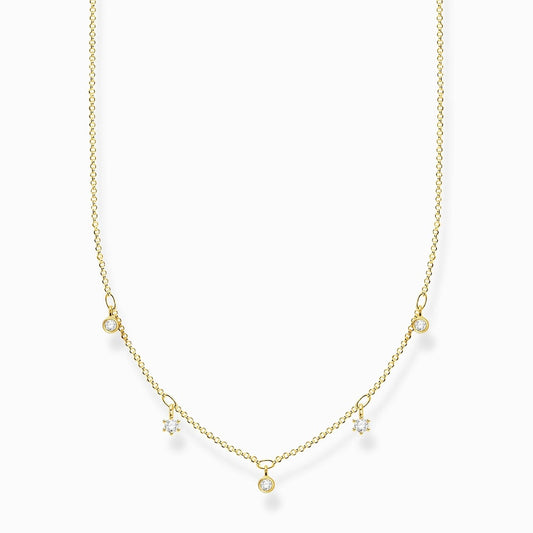 THOMAS SABO GOLD ON SILVER DROP WHITE DROP STONES NECKLACE 