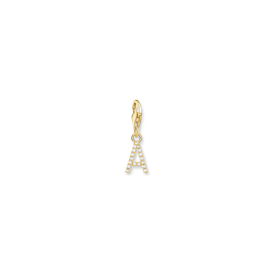 THOMAS SABO GOLD PLATED LETTER A WITH WHITE STONES CHARM