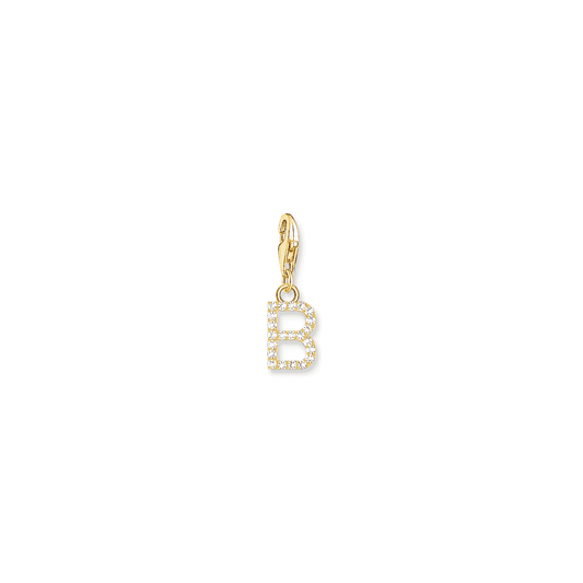 THOMAS SABO GOLD PLATED LETTER B WITH WHITE STONES CHARM