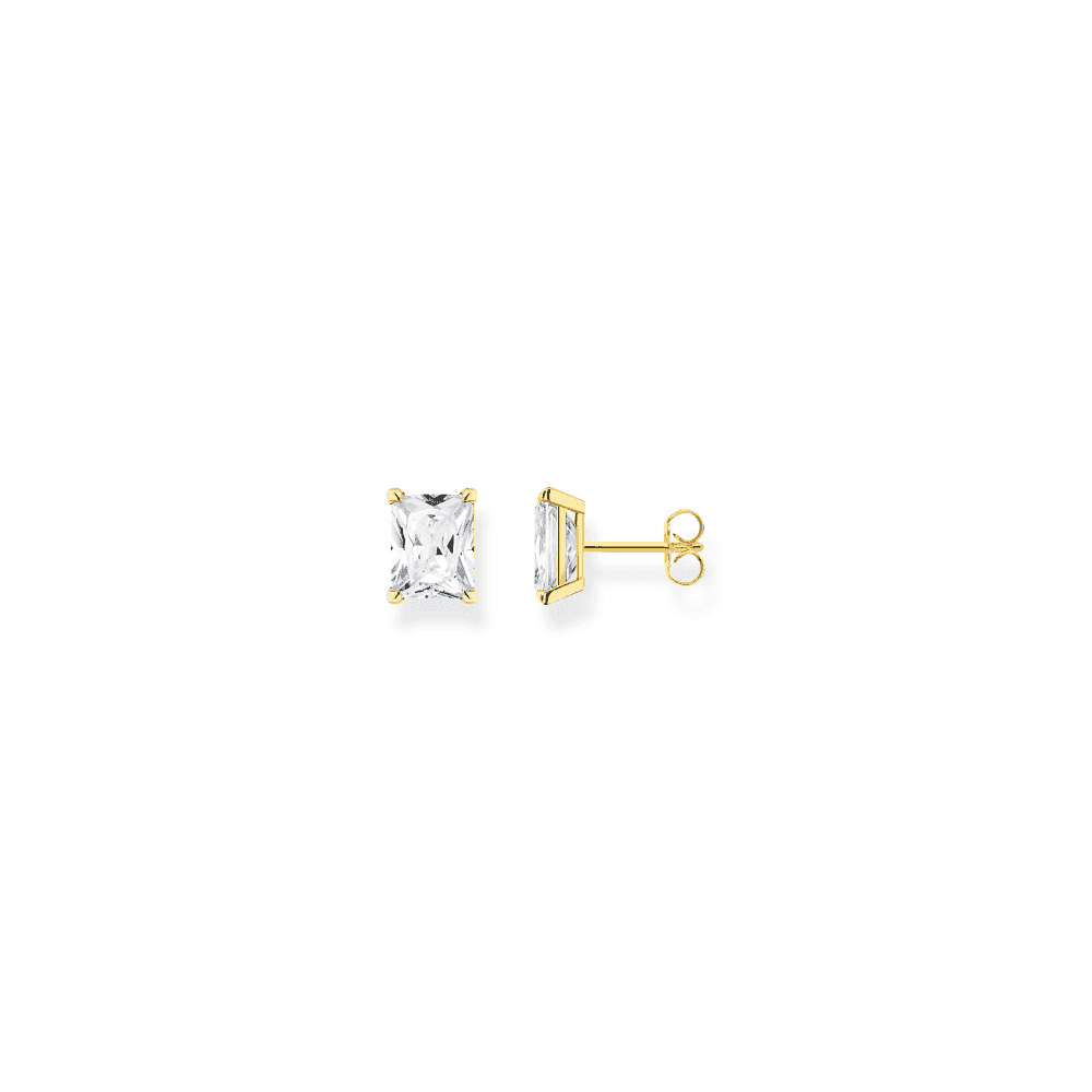 THOMAS SABO GOLD PLATED WHITE STONE STUD EARRINGS