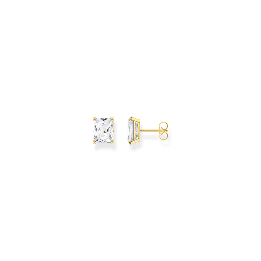 THOMAS SABO GOLD PLATED WHITE STONE STUD EARRINGS