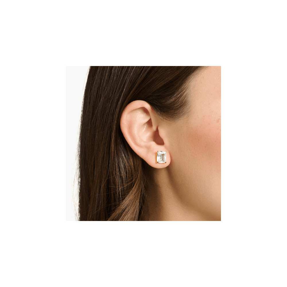 THOMAS SABO GOLD PLATED WHITE STONE STUD EARRINGS
