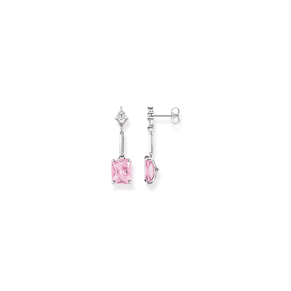 THOMAS SABO PINK STONE DROP EARRINGS