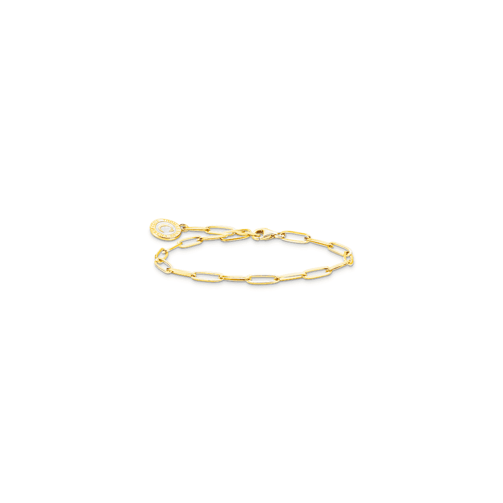 THOMAS SABO SHIMERING WHITE COLD ENAMEL GOLD PLATED CHARM BRACELET