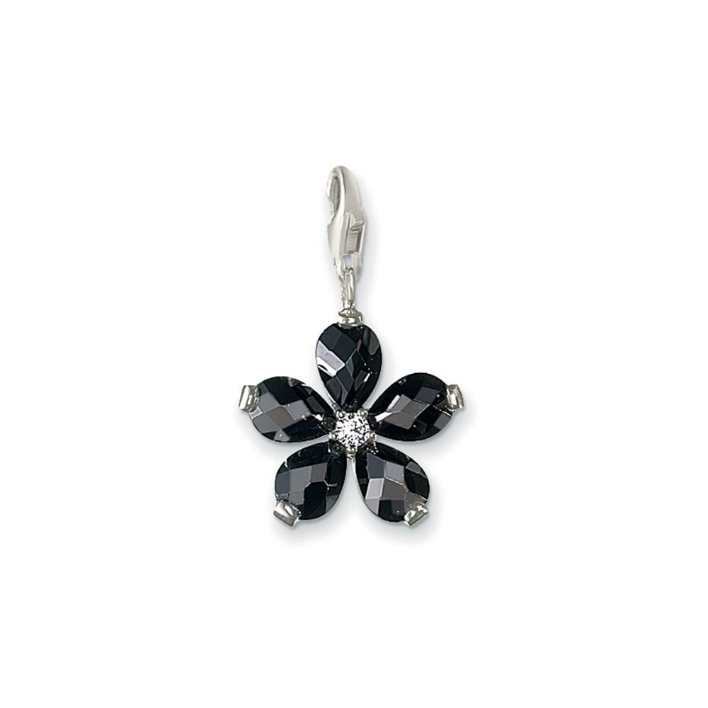 THOMAS SABO STERLING SILVER BLACK FLOWER CHARM
