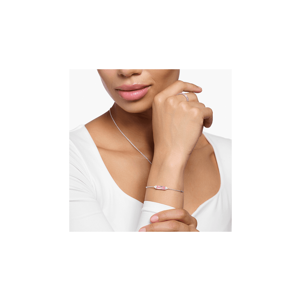 THOMAS SABO STERLING SILVER BRACELET WITH PINK STONE