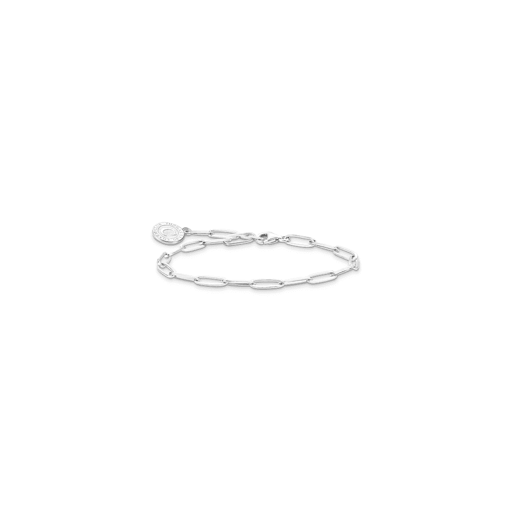 THOMAS SABO STERLING SILVER CHARM BRACELET WITH SHIMMERING WHITE COIN