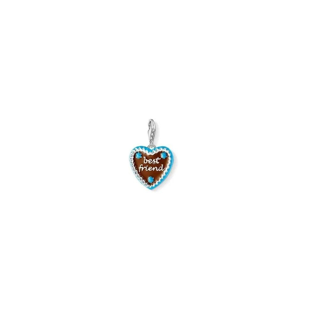 THOMAS SABO STERLING SILVER GINGERBREAD HEART BEST FRIENDS CHARM