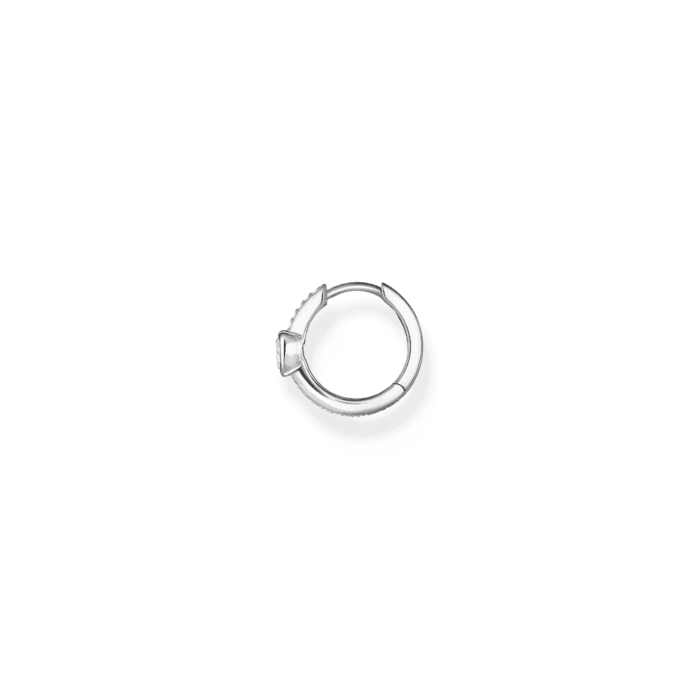 THOMAS SABO STERLING SILVER HOOPS WITH HEART AND WHITE STONES