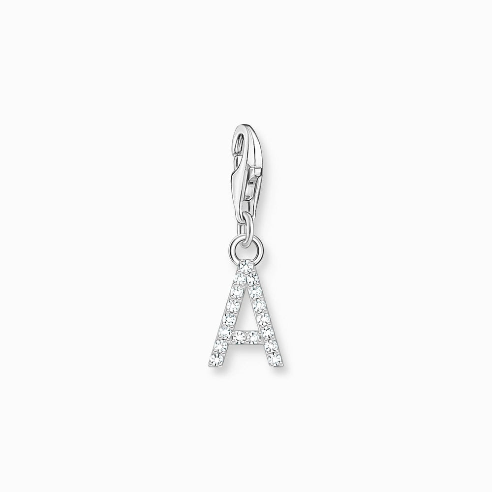 THOMAS SABO STERLING SILVER LETTER A WITH WHITE STONES CHARM