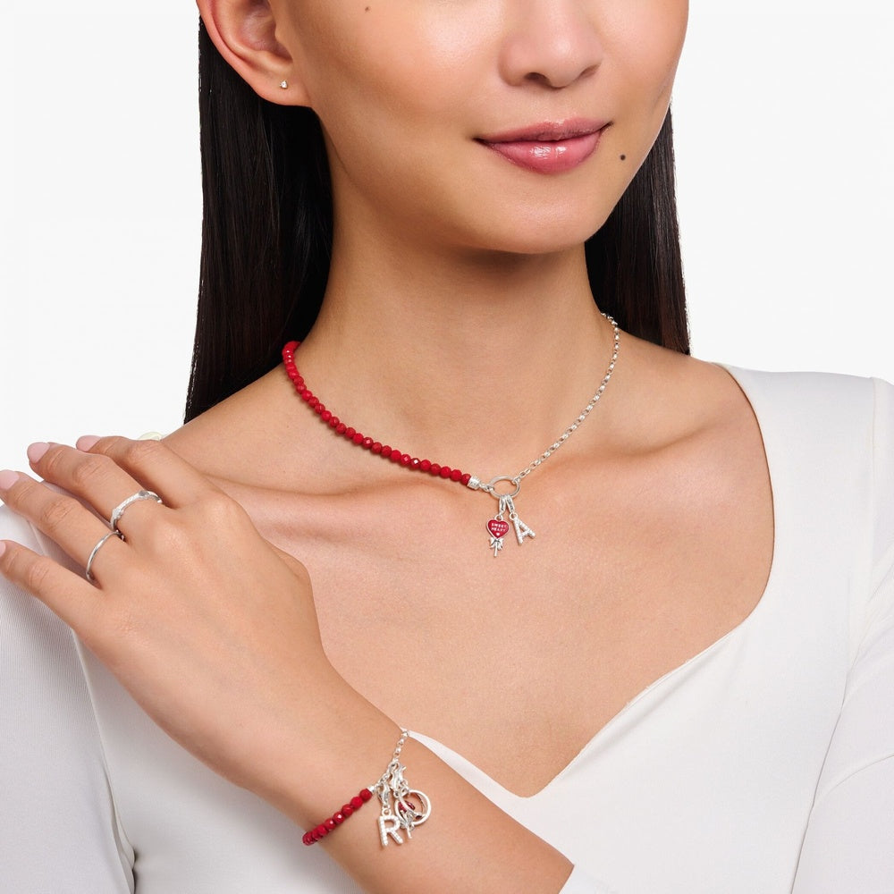 THOMAS SABO STERLING SILVER LETTER A WITH WHITE STONES CHARM