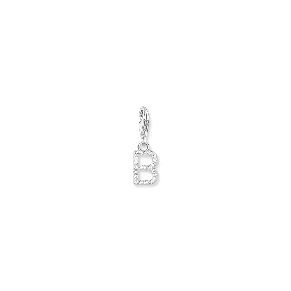 THOMAS SABO STERLING SILVER LETTER B WITH WHITE STONES CHARM