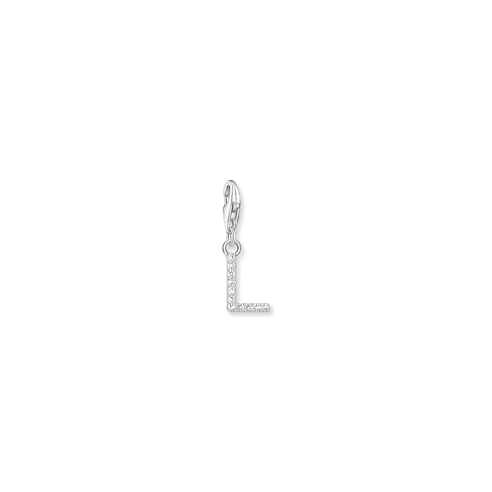 THOMAS SABO STERLING SILVER LETTER L WITH WHITE STONES CHARM