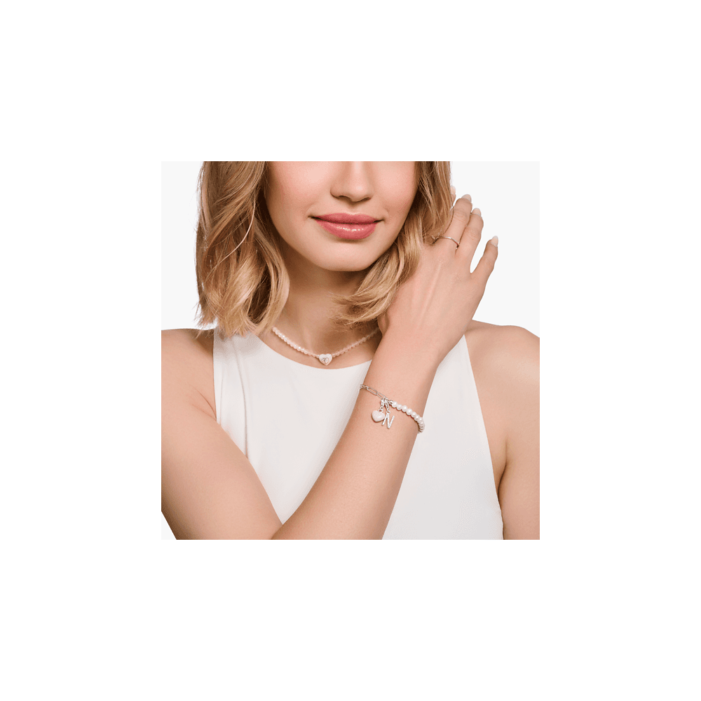 THOMAS SABO STERLING SILVER LETTER N WITH WHITE STONES CHARM