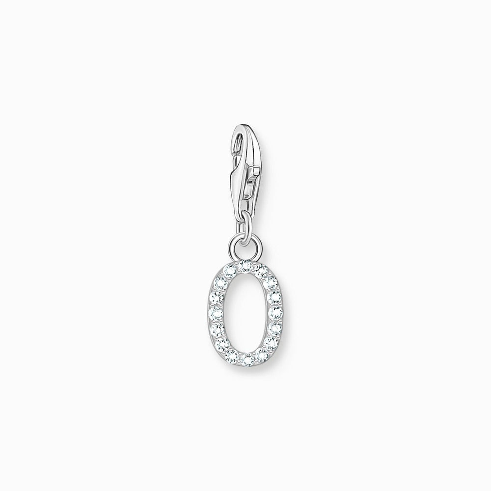 THOMAS SABO STERLING SILVER LETTER O WITH WHITE STONES CHARM 