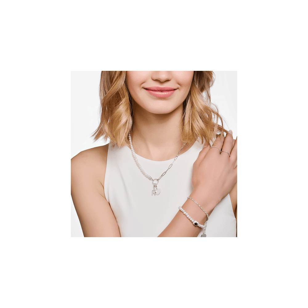 THOMAS SABO STERLING SILVER LETTER R WITH WHITE STONES CHARM