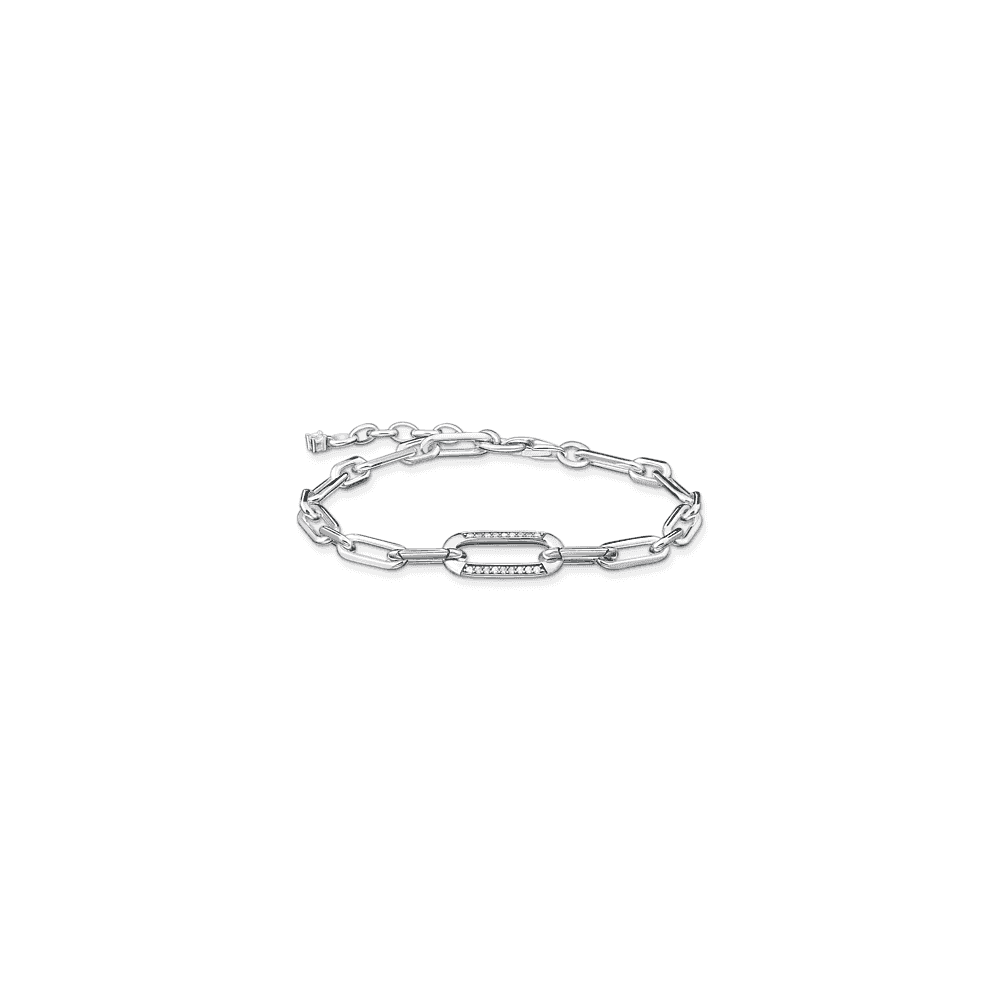 THOMAS SABO STERLING SILVER LINKS BRACELET WITH WHITE ZIRCONIA STONES