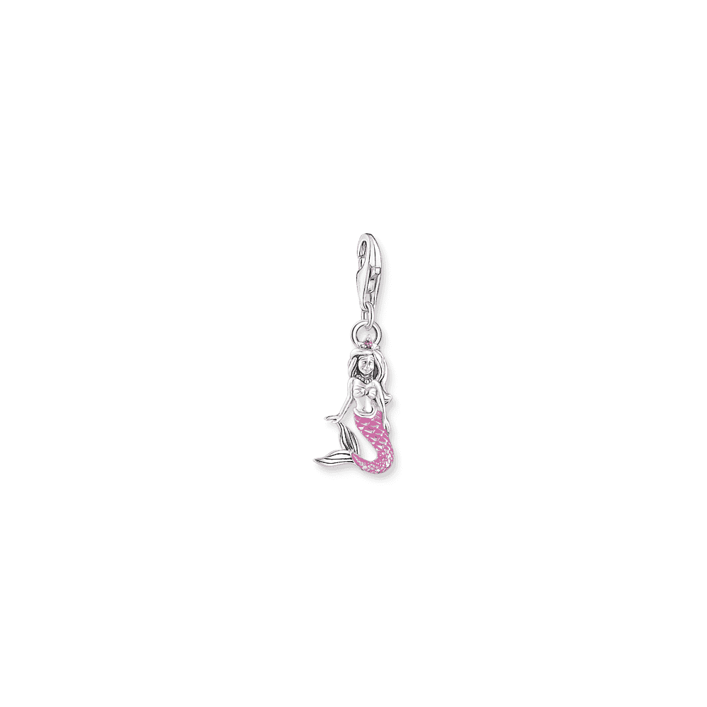 THOMAS SABO STERLING SILVER LITTLE MERMAID WITH PINK COLD ENAMEL CHARM