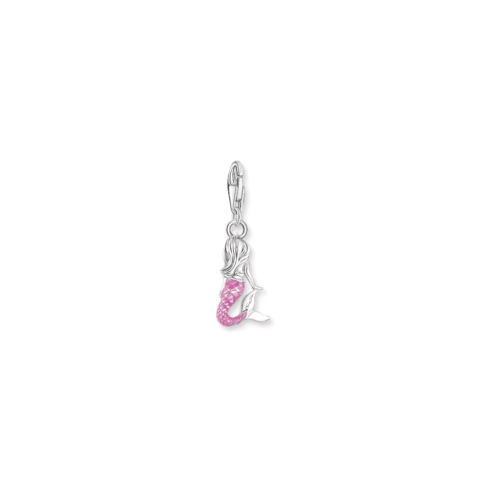THOMAS SABO STERLING SILVER LITTLE MERMAID WITH PINK COLD ENAMEL CHARM