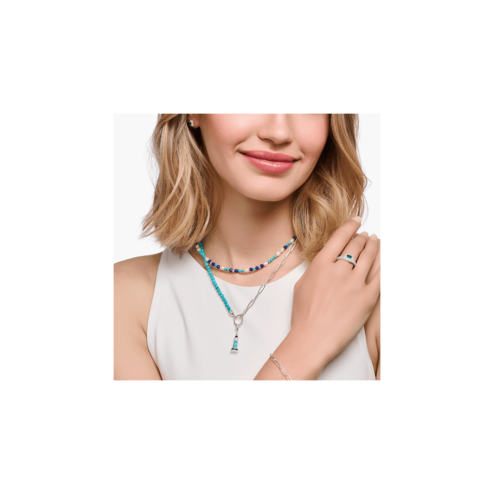 THOMAS SABO STERLING SILVER NECKLACE WITH TURQUOISE BEADS