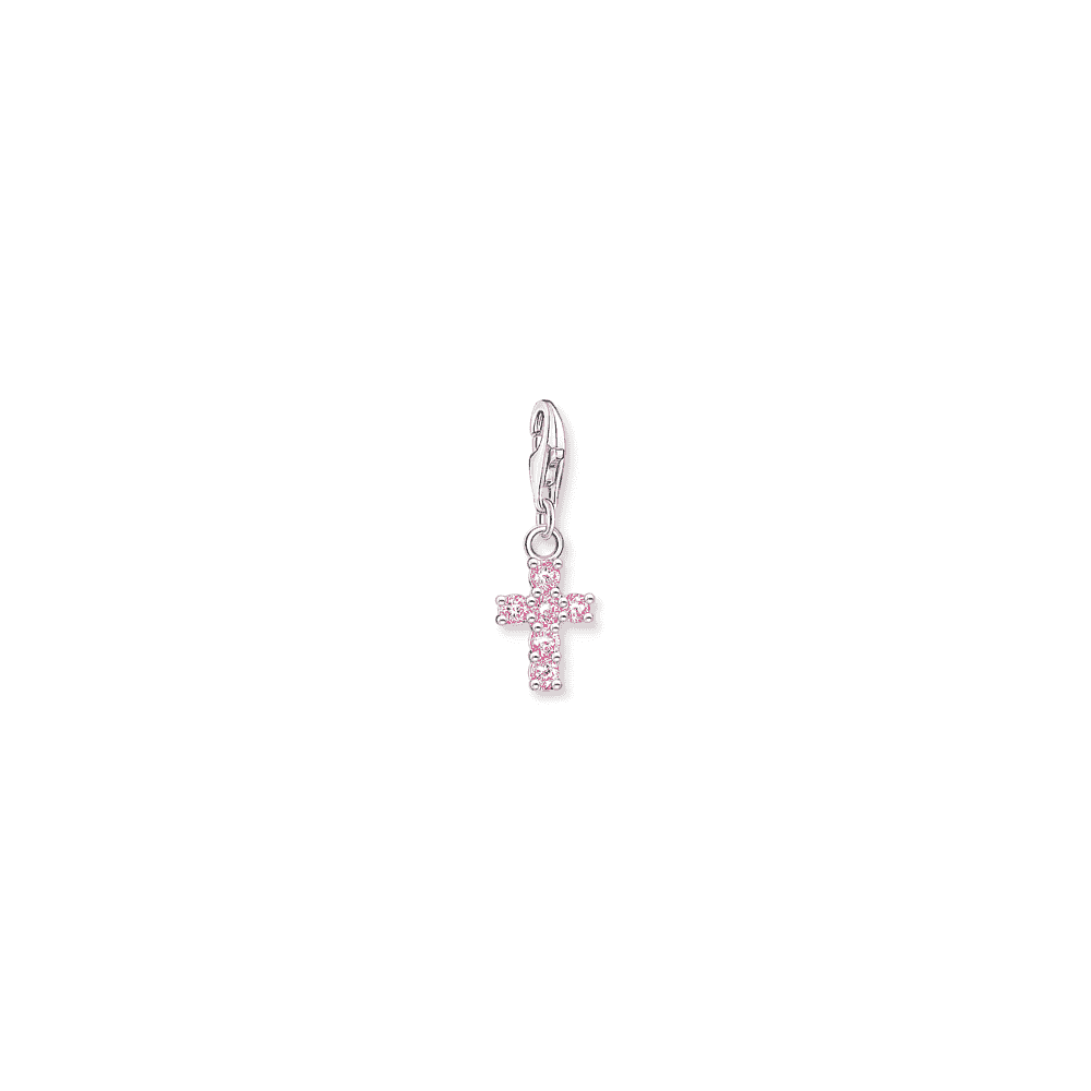 THOMAS SABO STERLING SILVER PINK CROSS CHARM
