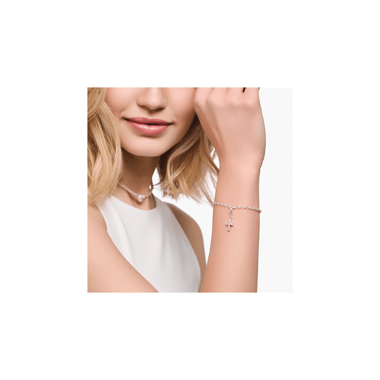 THOMAS SABO STERLING SILVER PINK CROSS CHARM