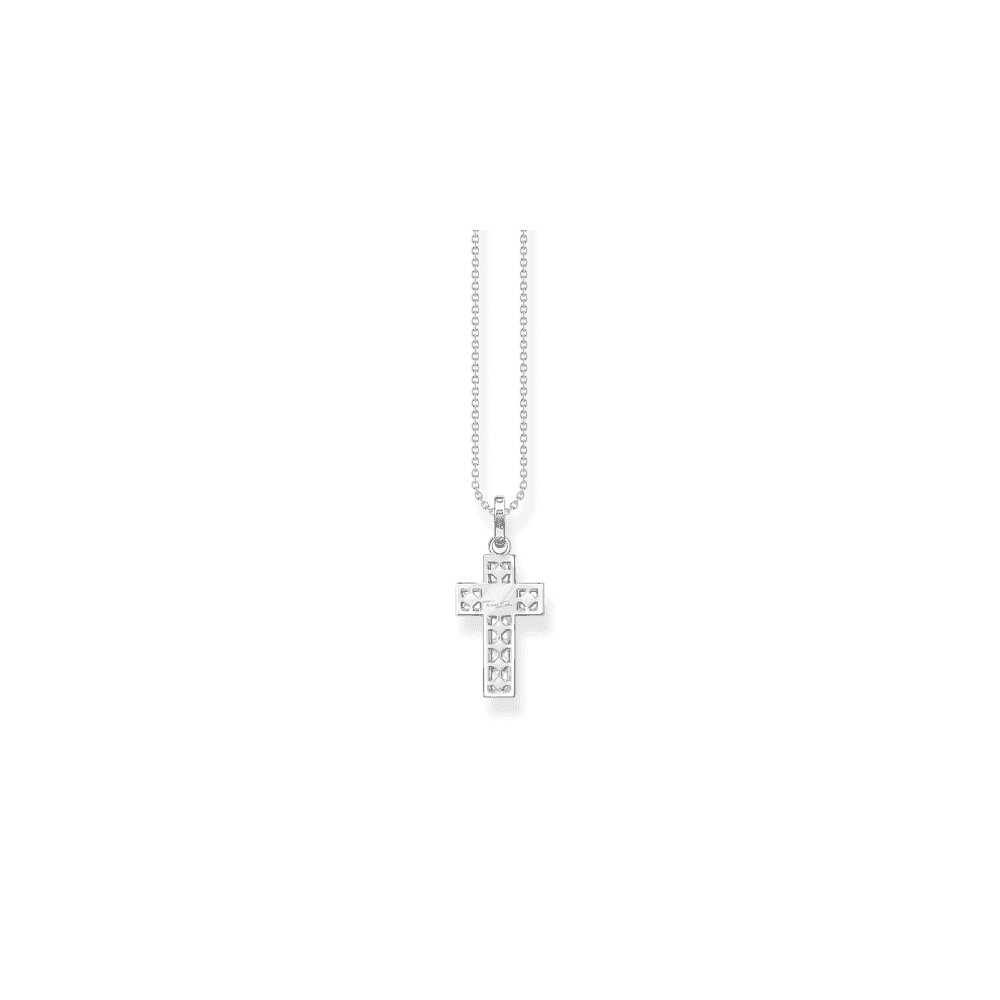 THOMAS SABO STERLING SILVER WHITE STONES CROSS NECKLACE 