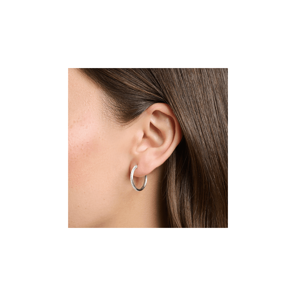 THOMAS SABO STERLING SILVER WHITE STONES PAVÉ HOOPS