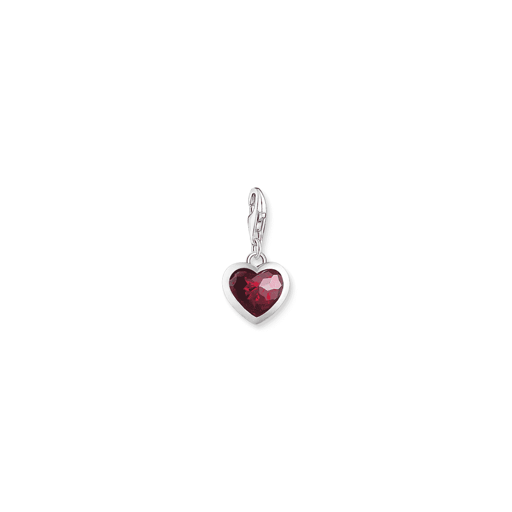 THOMAS SABO STERLING SILVER WITH RED STONE IN HEART SHAPE CHARM
