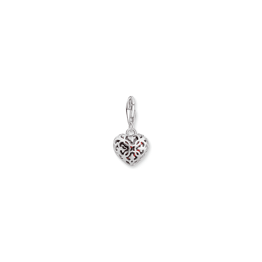 THOMAS SABO STERLING SILVER WITH RED STONE IN HEART SHAPE CHARM