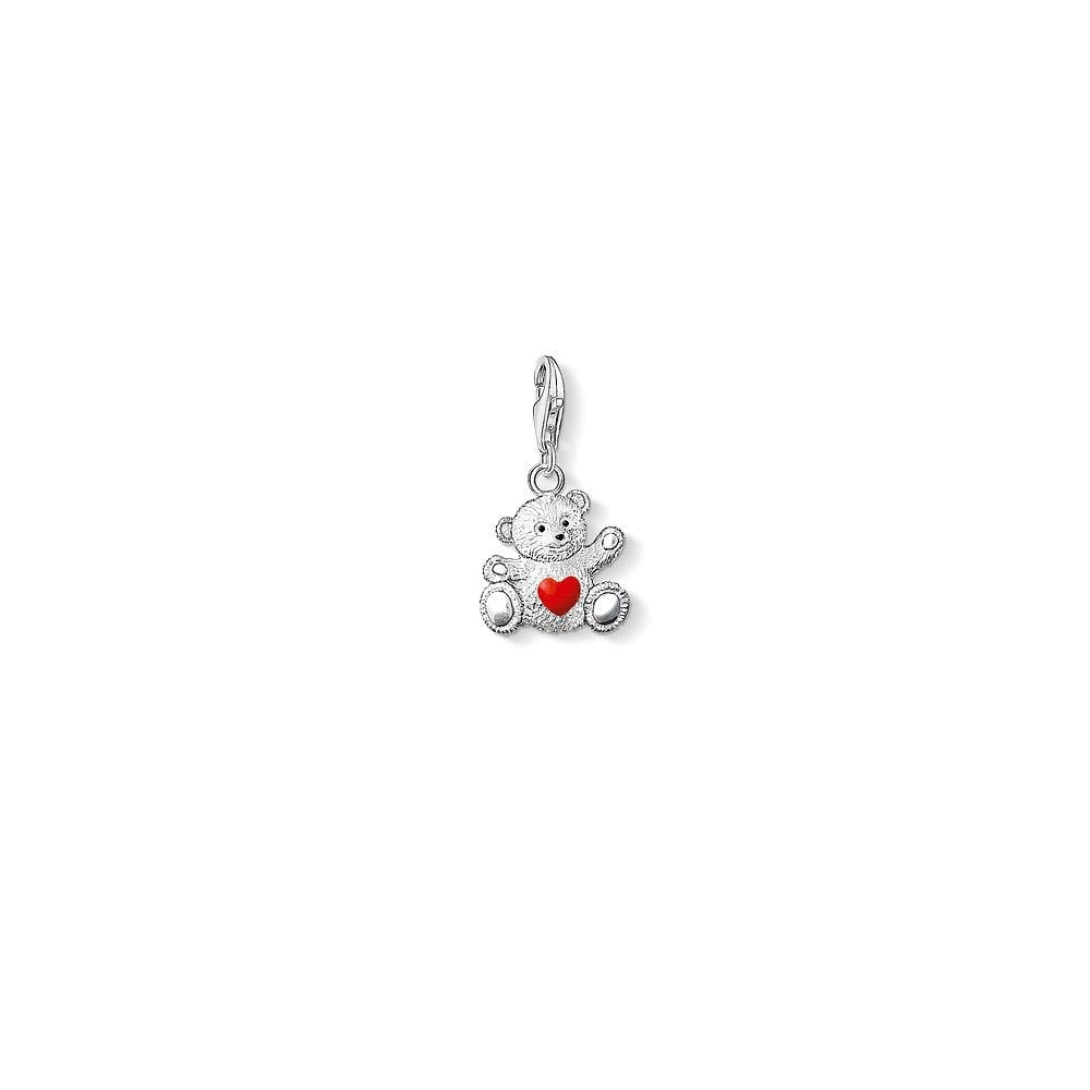 THOMAS SABO TEDDY BEAR CHARM PENDANT WITH SMALL RED ENAMEL HEART