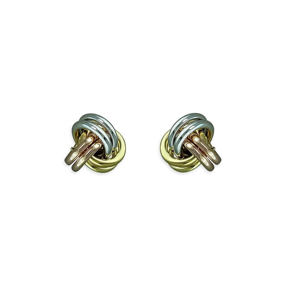 THREE TONE STERLING SILVER KNOT STUD EARRINGS