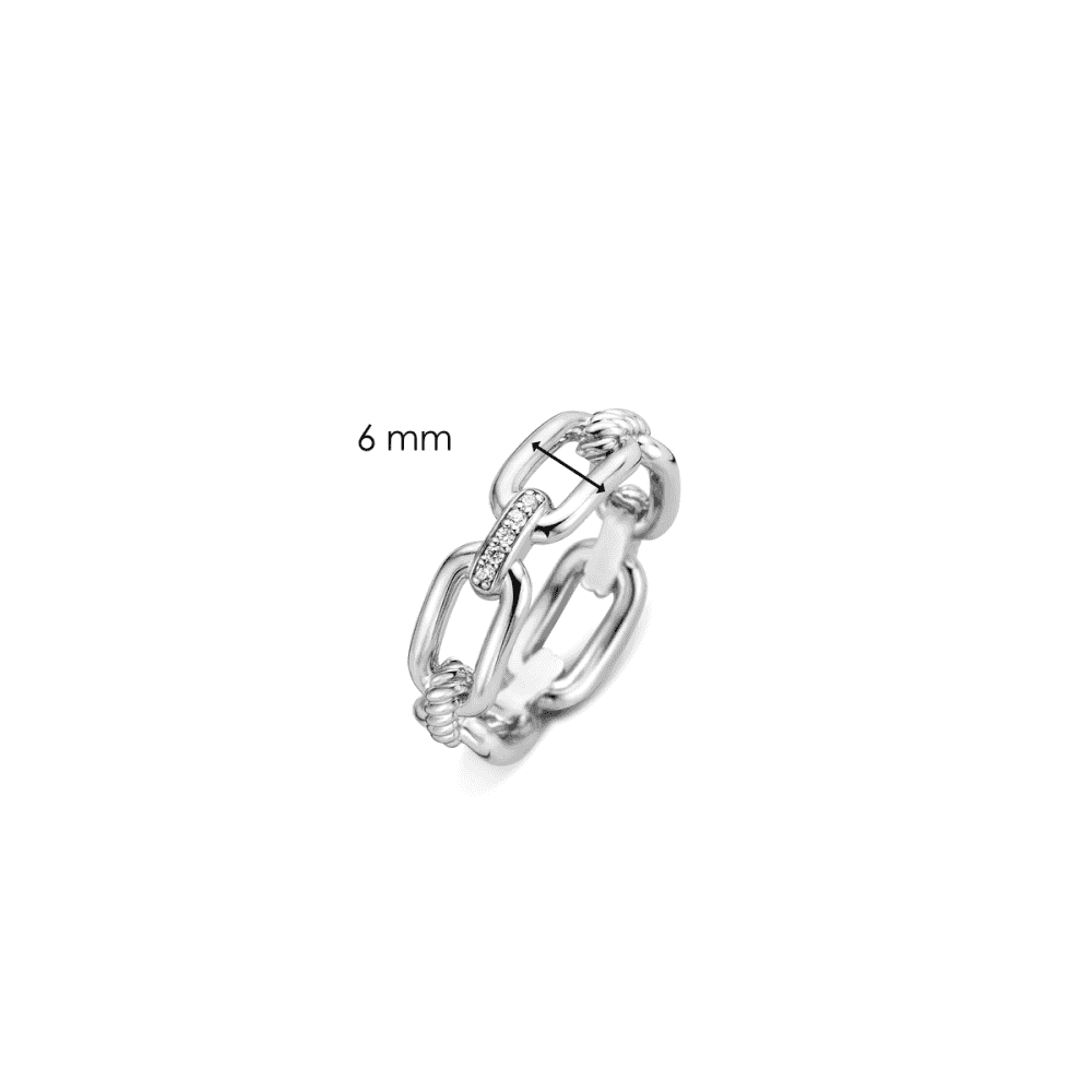 TI SENTO Milano Chain Sterling Silver ring with cubic zirconia