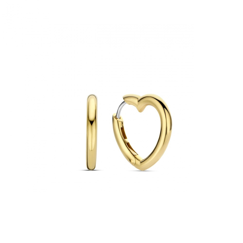 TISENTO GOLD ON SILVER HEART HOOP EARRINGS