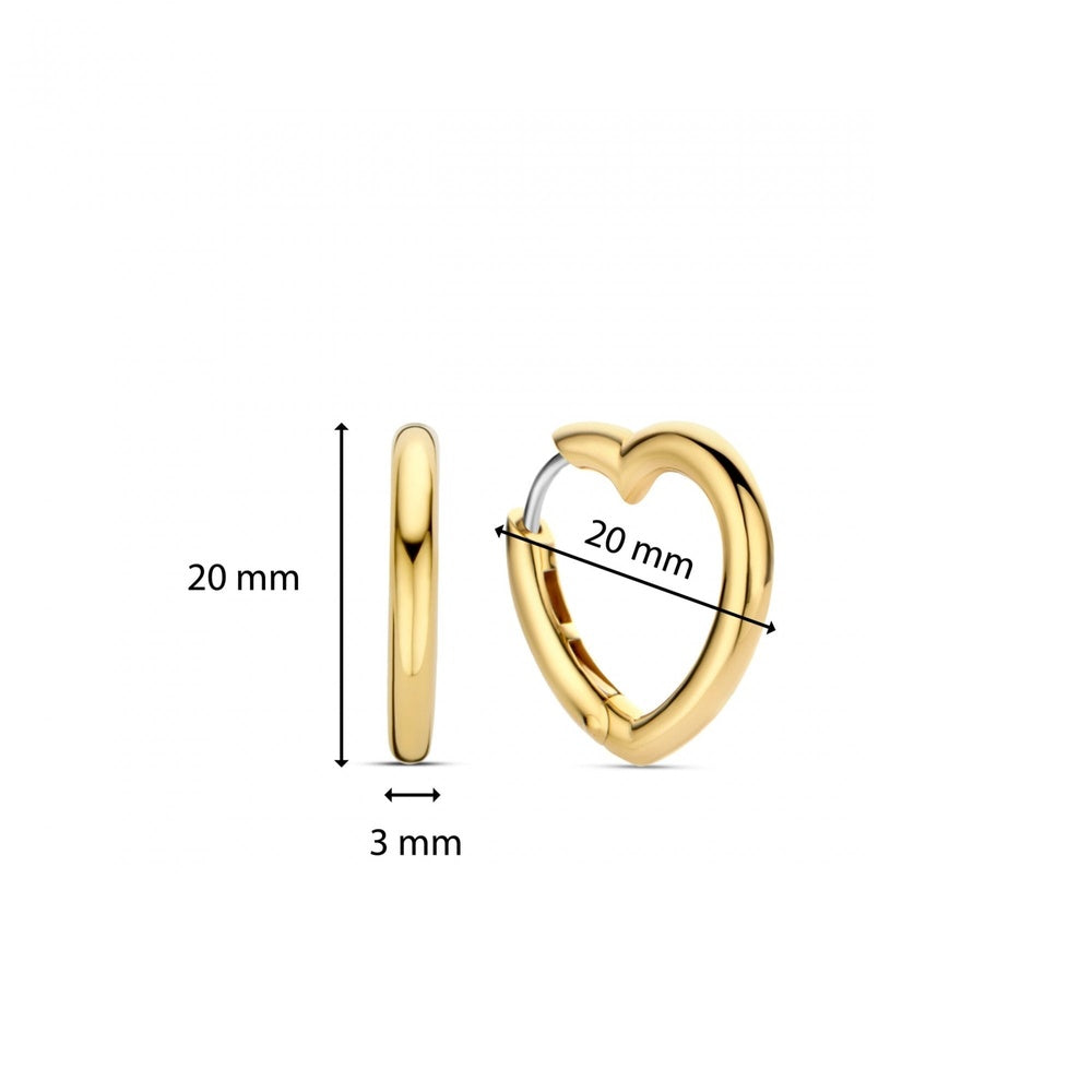 TISENTO GOLD ON SILVER HEART HOOP EARRINGS