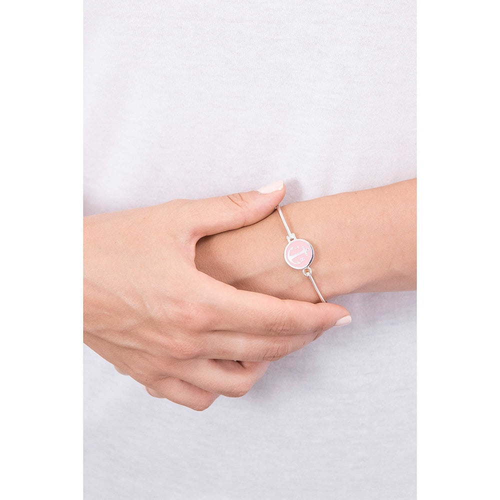 TOM HOPE STAINLESS STEEL BANGLE WITH SUNSET PINK DETAIL