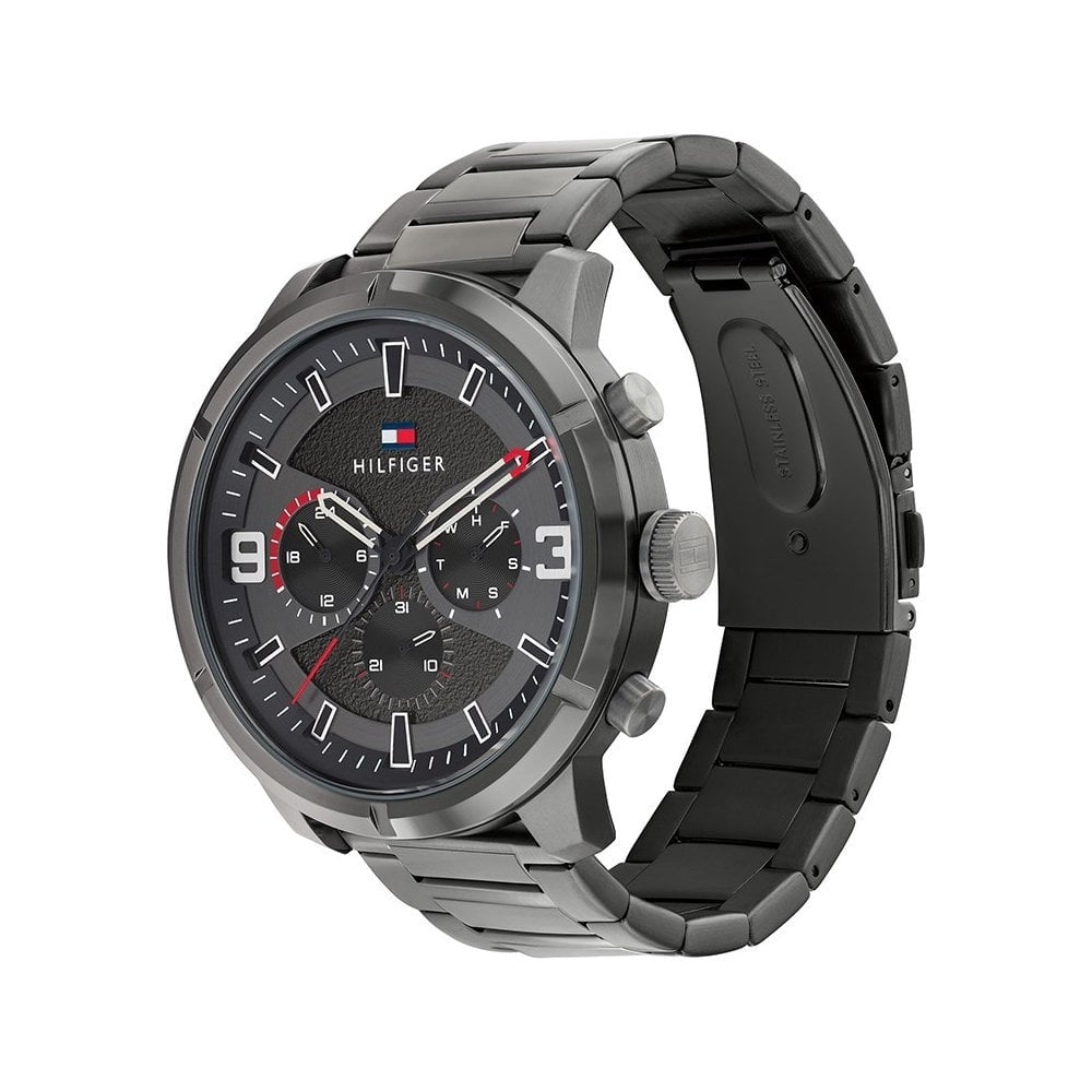 TOMMY HILFIGER GUNMETAL GENTS CHRONOGRAPH WATCH
