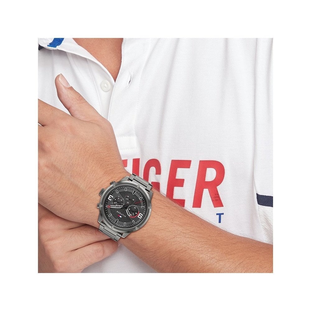 TOMMY HILFIGER GUNMETAL GENTS CHRONOGRAPH WATCH