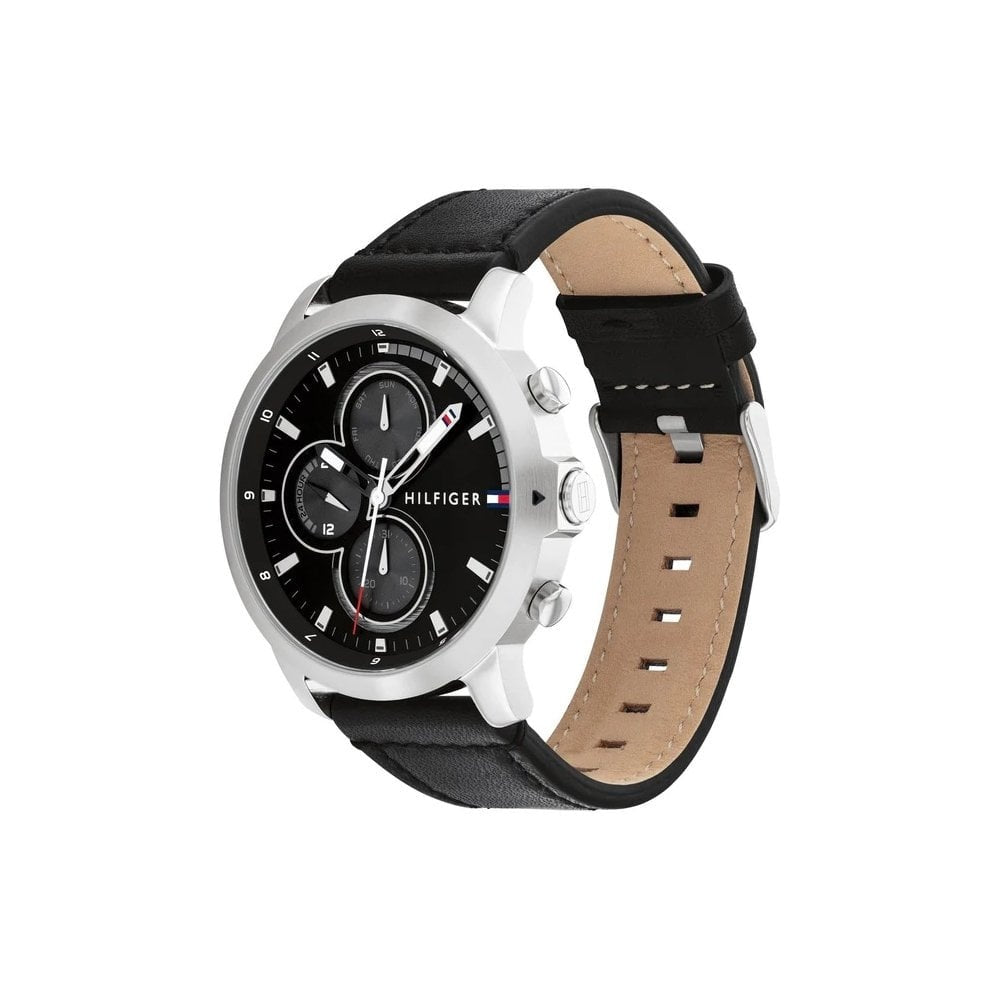 TOMMY HILFIGER JAMESON BLACK LEATHER STRAP GENTS WATCH