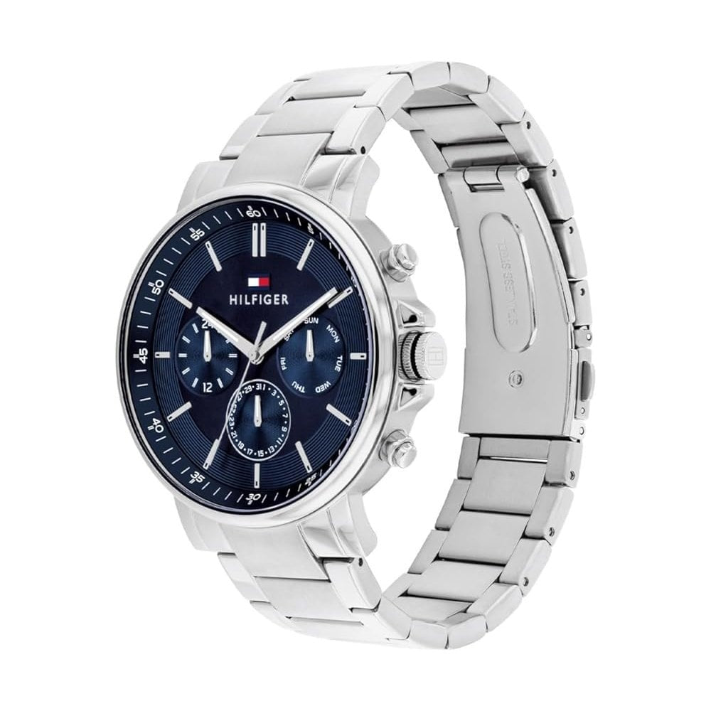 TOMMY HILFIGER TYSON STEEL NAVY DIAL GENTS WATCH 