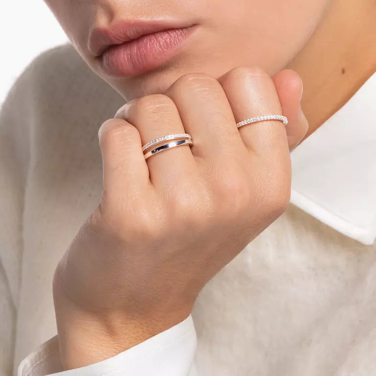 Thomas Sabo Ring double white stones silver