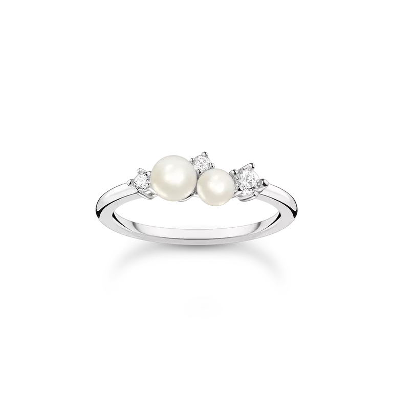 Thomas Sabo Ring pearls with white stones silver